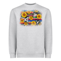 Heather Grey serape cowhide sunflower background Heavyweight Sweatshirt - AdoDesignShop