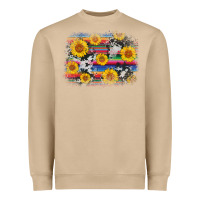 Mushroom serape cowhide sunflower background Heavyweight Sweatshirt - AdoDesignShop
