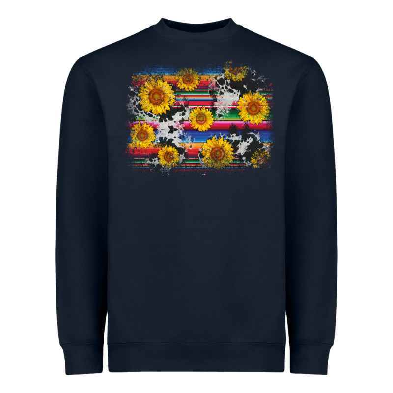 Serape Cowhide Sunflower Background Heavyweight Sweatshirt by AdoDesignShop | Teevron