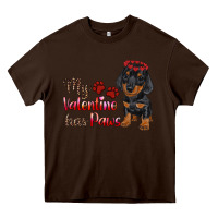 Chocolate Brown my valentine has paws Heavy Core Tee - RanaPortraitStore