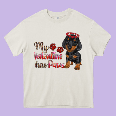 My Valentine Has Paws Heavy Core Tee Designed By Ranaportraitstore