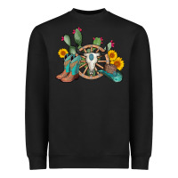 Black wheel bull skull western cowboy Heavyweight Sweatshirt - AdoDesignShop