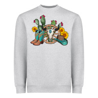 Heather Grey wheel bull skull western cowboy Heavyweight Sweatshirt - AdoDesignShop
