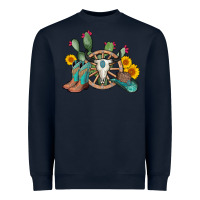 Navy wheel bull skull western cowboy Heavyweight Sweatshirt - AdoDesignShop