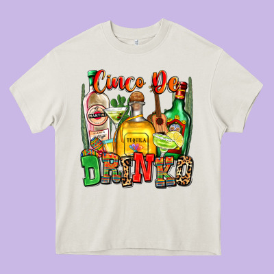 Cinco De Drinko Heavy Core Tee Designed By Zillion Design Studio