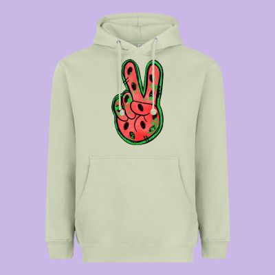Watermelon Peace Sign Heavyweight Hoodie Designed By Jasminsmagicworld