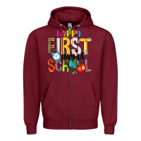 Burgundy happy first day of school Zipper Hoodie - NancyCooperArtShop