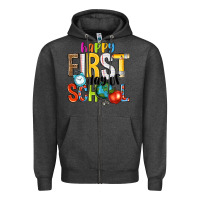 Charcoal Heather happy first day of school Zipper Hoodie - NancyCooperArtShop