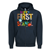 Navy happy first day of school Zipper Hoodie - NancyCooperArtShop