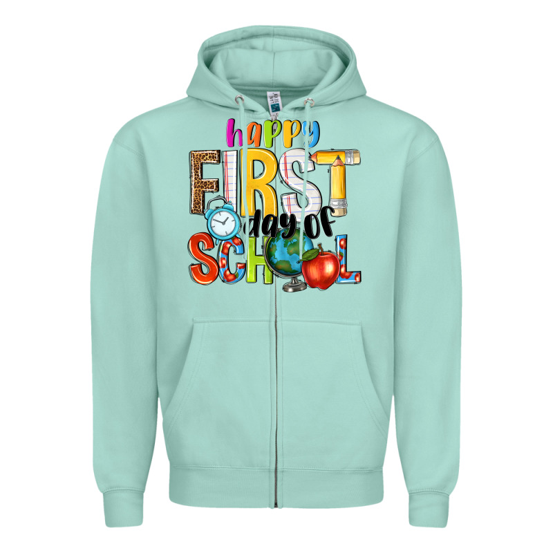 Happy First Day Of School Zipper Hoodie by NancyCooperArtShop | Teevron
