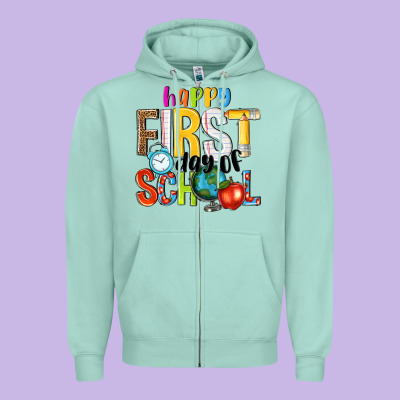 Happy First Day Of School Zipper Hoodie Designed By Nancycooperartshop