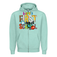 Seafoam happy first day of school Zipper Hoodie - NancyCooperArtShop