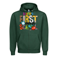 Sports Green happy first day of school Zipper Hoodie - NancyCooperArtShop