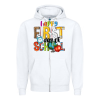 White happy first day of school Zipper Hoodie - NancyCooperArtShop
