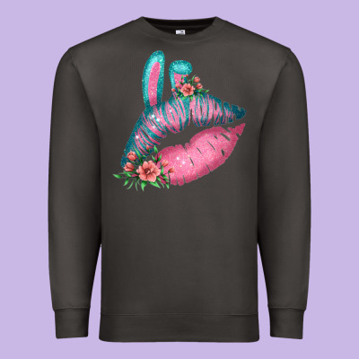 Eared Turquoise Pink Easter Lips Premium Sweatshirt Designed By Bettercallsaul