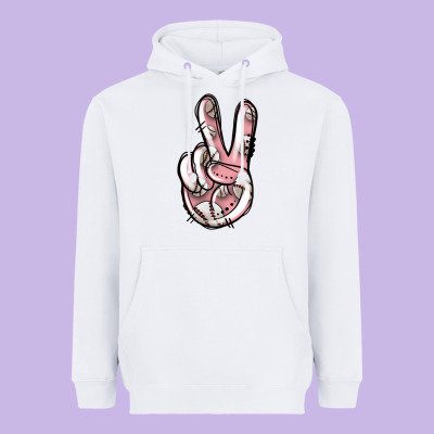 Baseball Peace Sign Heavyweight Hoodie Designed By Jasminsmagicworld