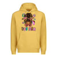 Antique Gold Afro Messy Bun Dog Mom Premium Hoodie - texasbilliewilder