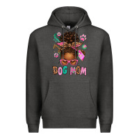 Charcoal Heather Afro Messy Bun Dog Mom Premium Hoodie - texasbilliewilder