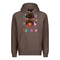 Coffee Afro Messy Bun Dog Mom Premium Hoodie - texasbilliewilder