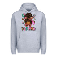 Heather Grey Afro Messy Bun Dog Mom Premium Hoodie - texasbilliewilder
