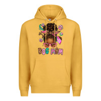 Mustard Afro Messy Bun Dog Mom Premium Hoodie - texasbilliewilder