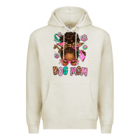 Oatmeal Heather Afro Messy Bun Dog Mom Premium Hoodie - texasbilliewilder