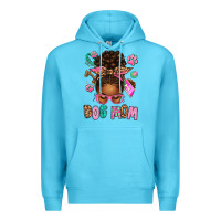 Ocean Blue Afro Messy Bun Dog Mom Premium Hoodie - texasbilliewilder