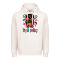 Pale Pink Afro Messy Bun Dog Mom Premium Hoodie - texasbilliewilder