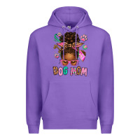 Purple Afro Messy Bun Dog Mom Premium Hoodie - texasbilliewilder