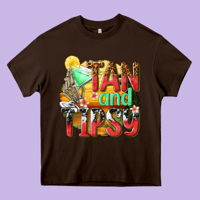 Tan And Tipsy Heavy Core Tee Designed By Texasbilliewilder