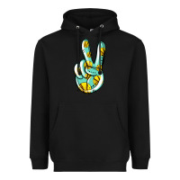 Black softball peace sign Heavyweight Hoodie - Jasminsmagicworld