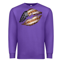 Purple Vintage American Flag With Leopard Pattern Premium Sweatshirt - Bettercallsaul