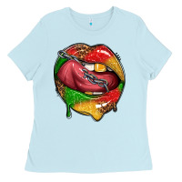 Baby Blue juneteenth day lips Ladies Tee - texasbilliewilder