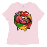 Bubblegum Pink juneteenth day lips Ladies Tee - texasbilliewilder