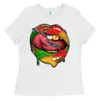 White juneteenth day lips Ladies Tee - texasbilliewilder