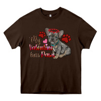Chocolate Brown my valentine has paws french bulldog Heavy Core Tee - RanaPortraitStore