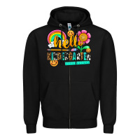 Black hello kindergarten Zipper Hoodie - NancyCooperArtShop