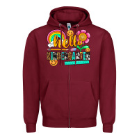 Burgundy hello kindergarten Zipper Hoodie - NancyCooperArtShop