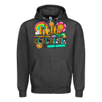 Charcoal Heather hello kindergarten Zipper Hoodie - NancyCooperArtShop