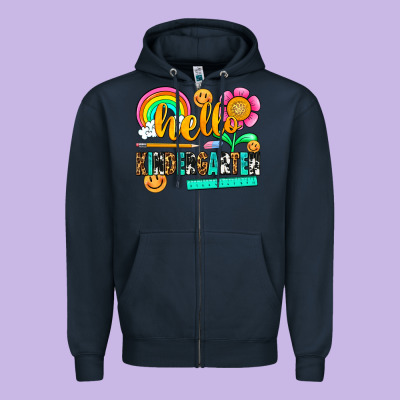 Hello Kindergarten Zipper Hoodie Designed By Nancycooperartshop
