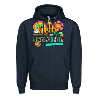 Navy hello kindergarten Zipper Hoodie - NancyCooperArtShop