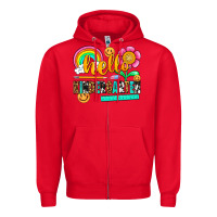 Red hello kindergarten Zipper Hoodie - NancyCooperArtShop