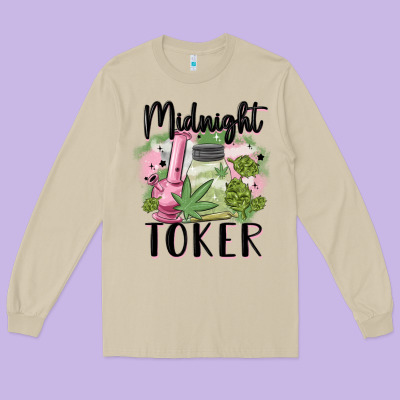Midnight Toker Long Sleeve Tee Designed By Maliassmallbusiness