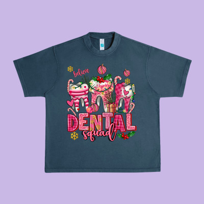 Pink Christmas Teeth Dental Squad Urban Heavy Tee Designed By Adodesignshop