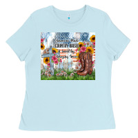Baby Blue christian western american made country raised Ladies Tee - Zillion Design Studio