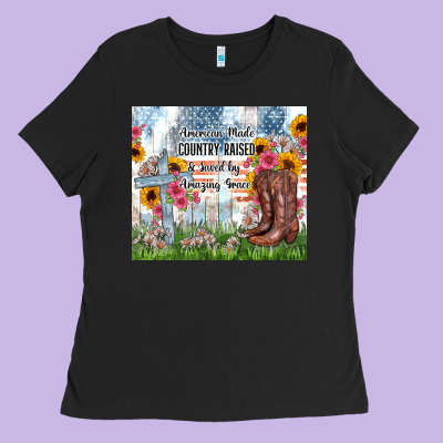 Christian Western American Made Country Raised Ladies Tee Designed By Zillion Design Studio