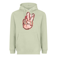 Matcha Floral Argyle Peace Sign Heavyweight Hoodie - Jasminsmagicworld