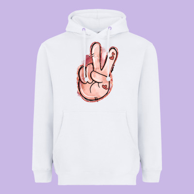 Floral Argyle Peace Sign Heavyweight Hoodie Designed By Jasminsmagicworld