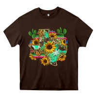 Chocolate Brown texas map Heavy Core Tee - Zillion Design Studio