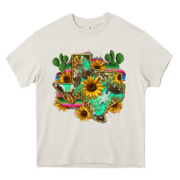 Cream texas map Heavy Core Tee - Zillion Design Studio